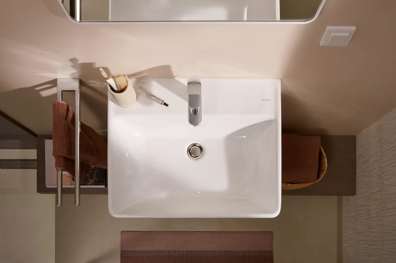 Hansgrohe Xanuia Q Waschtisch in Weiß, 600x480 mm, wandhängend mit Hahnloch und Überlauf, SmartClean-Glasur Hansgrohe Xanuia Q Waschtisch in Weiß, 600x480 mm, wandhängend mit Hahnloch und Überlauf, SmartClean-Glasur