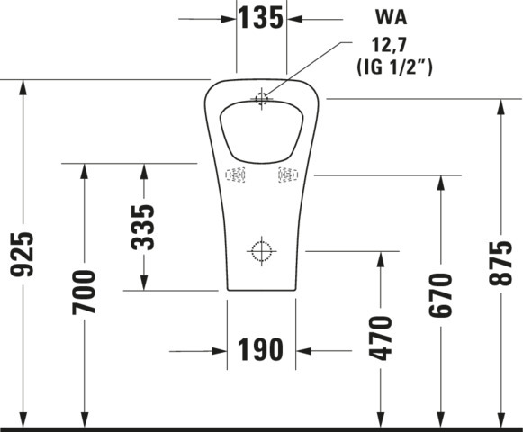 Urinal DuraStyle, Zulauf von hinten absaugend, ohne Fliege, weiß, HYG Urinal DuraStyle, Zulauf von hinten absaugend, ohne Fliege, weiß, HYG
