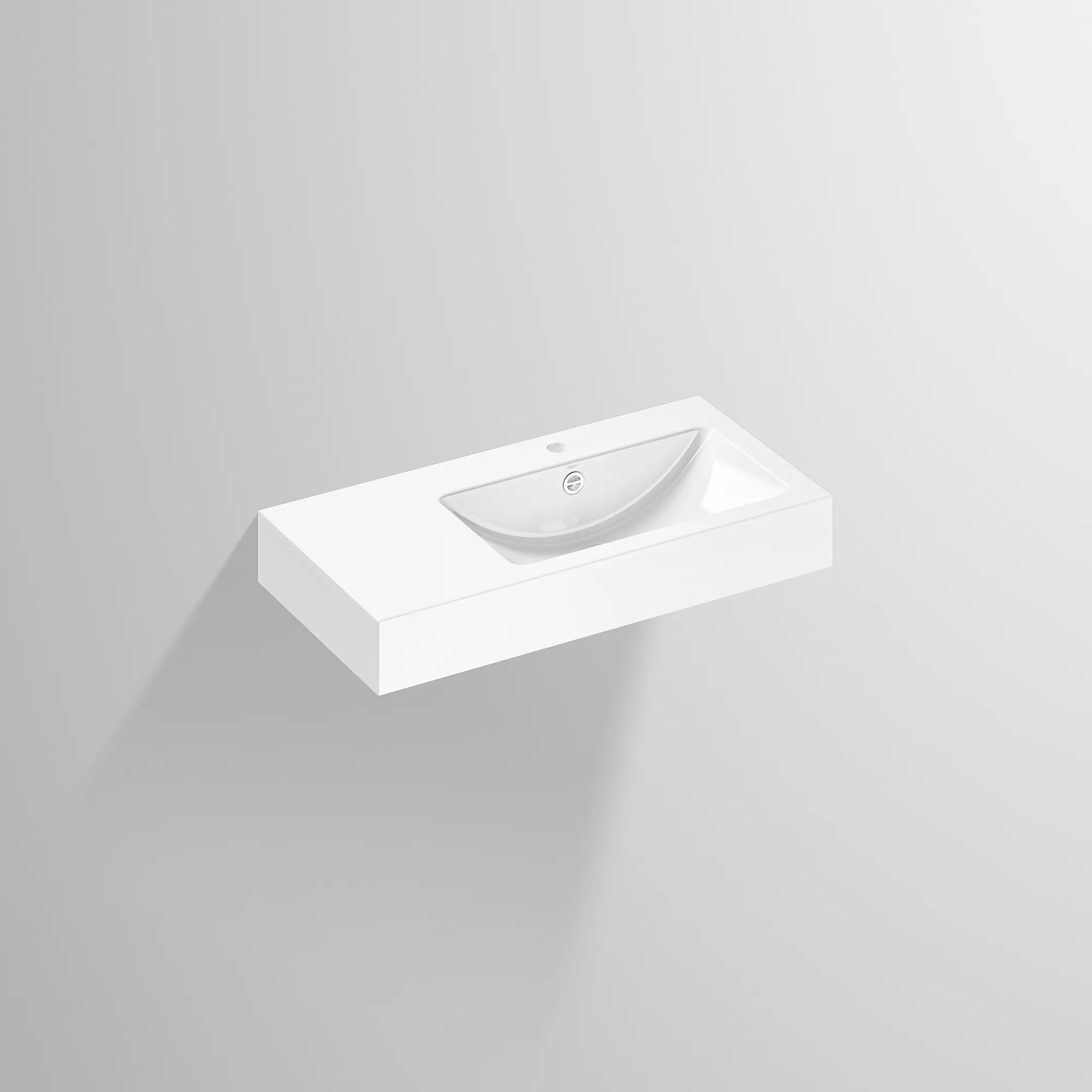 Waschbecken „PR-Serie“ 800 × 135 mm, rechts, Hahnlochposition mittig mit ProShield Waschbecken „PR-Serie“ 800 × 135 mm, rechts, Hahnlochposition mittig mit ProShield
