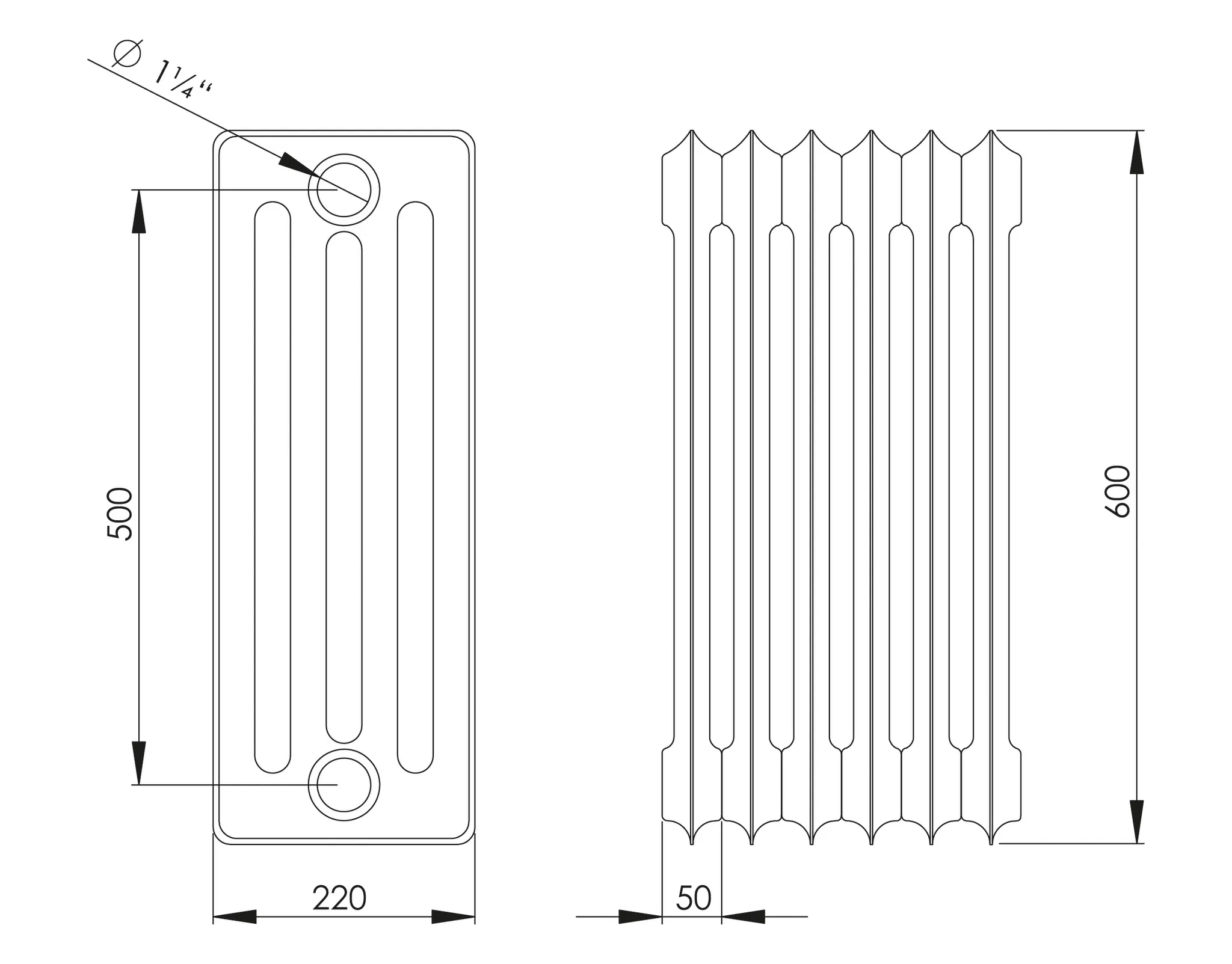 ASW Stahlradiator grundiert 36 Glieder Nabenabstand 500 mm „HG-TEC“ 180 × 60 × 22 cm ASW Stahlradiator grundiert 36 Glieder Nabenabstand 500 mm „HG-TEC“ 180 × 60 × 22 cm
