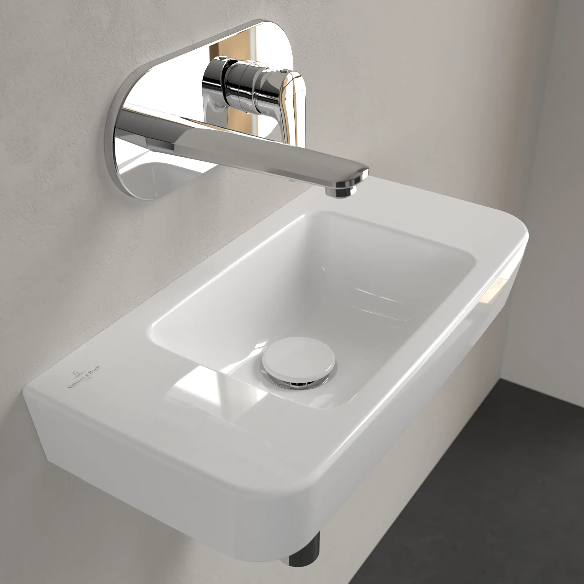 Villeroy & Boch Handwaschbecken „O.novo“ Compact 500 × 250 × 145 mm, für Becken mittig, ohne Hahnlochbohrung