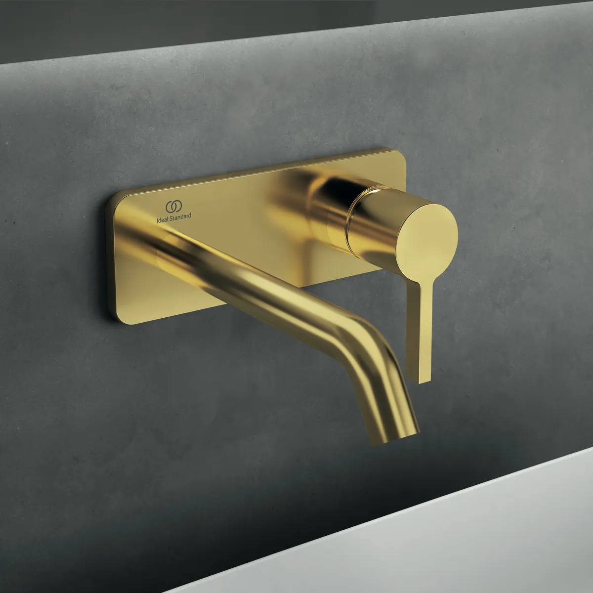 Ideal Standard Wand-Waschtischarmatur Joy, Brushed Gold, Ausladung 180 mm, Unterputz-Bausatz
