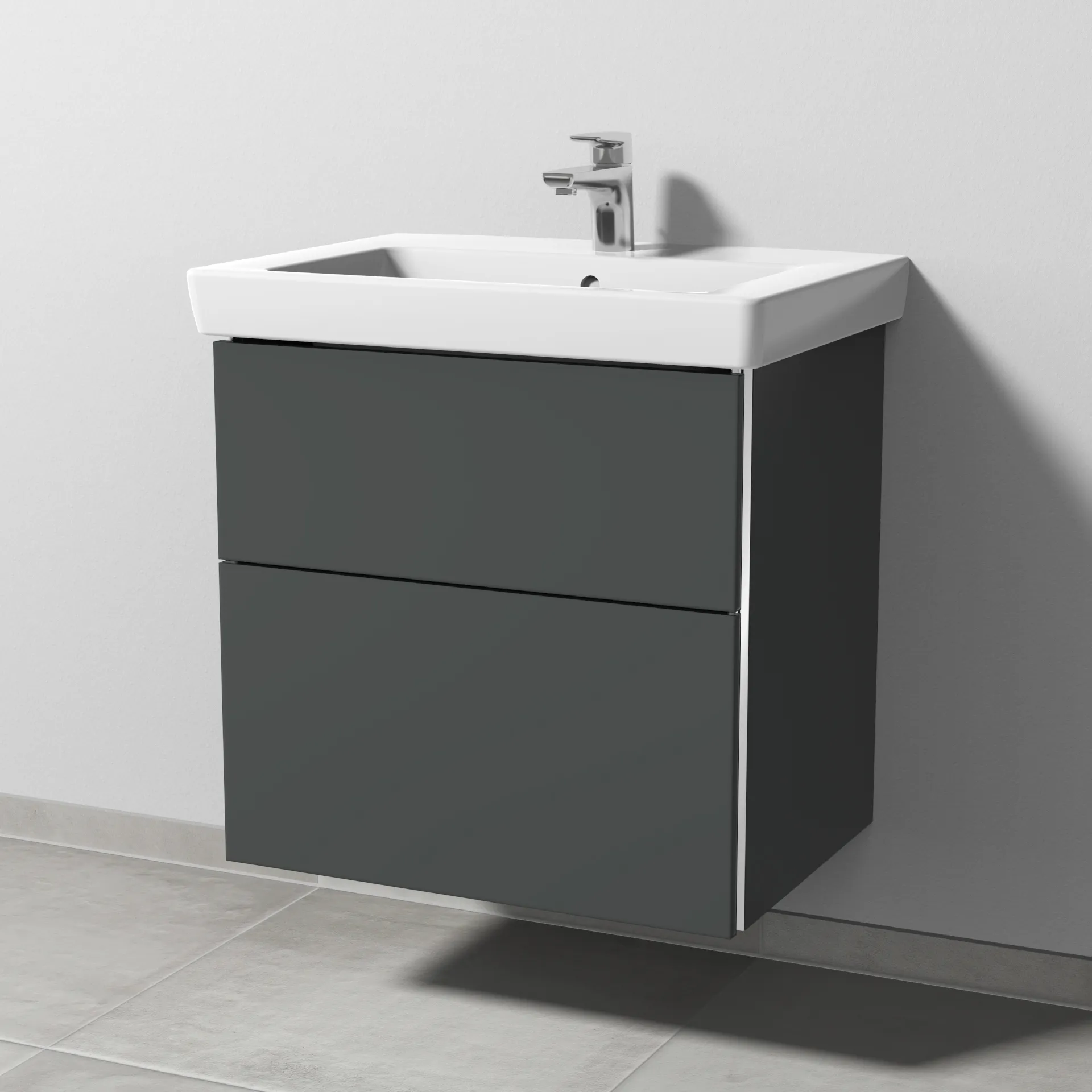 Sanipa Waschtischunterschrank „3way“ passend zu Keramik-Waschtische Subway 2.0 von Villeroy & Boch 600 × 593 × 447 mm in Anthrazit (matt), Becken mittig Sanipa Waschtischunterschrank „3way“ passend zu Keramik-Waschtische Subway 2.0 von Villeroy & Boch 600 × 593 × 447 mm in Anthrazit (matt), Becken mittig