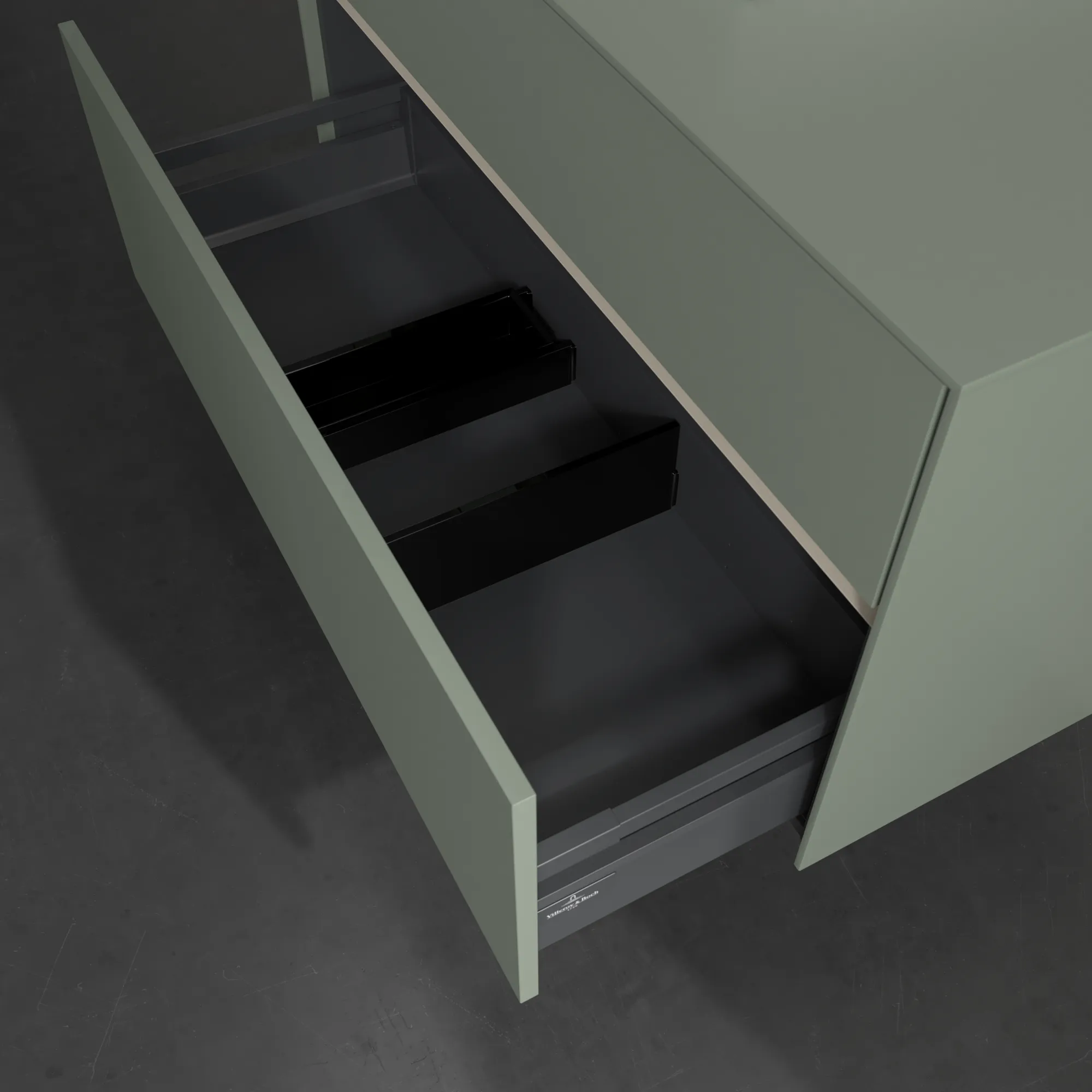 Villeroy & Boch Waschbeckenunterschrank Collaro C01400, Eckig Soft Green, 1000x548x500mm, 2 Auszüge mit Antirutsch-Boden, SoftClosing, Wandmontage Villeroy & Boch Waschbeckenunterschrank Collaro C01400, Eckig Soft Green, 1000x548x500mm, 2 Auszüge mit Antirutsch-Boden, SoftClosing, Wandmontage