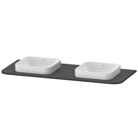 Duravit Konsole „Happy D.2 Plus“, links und rechts Ausschnitte: 2 / Farbe: Graphit Supermatt / Größe: 130 × 55 × 1,6 cm Duravit Konsole „Happy D.2 Plus“, links und rechts Ausschnitte: 2 / Farbe: Graphit Supermatt / Größe: 130 × 55 × 1,6 cm