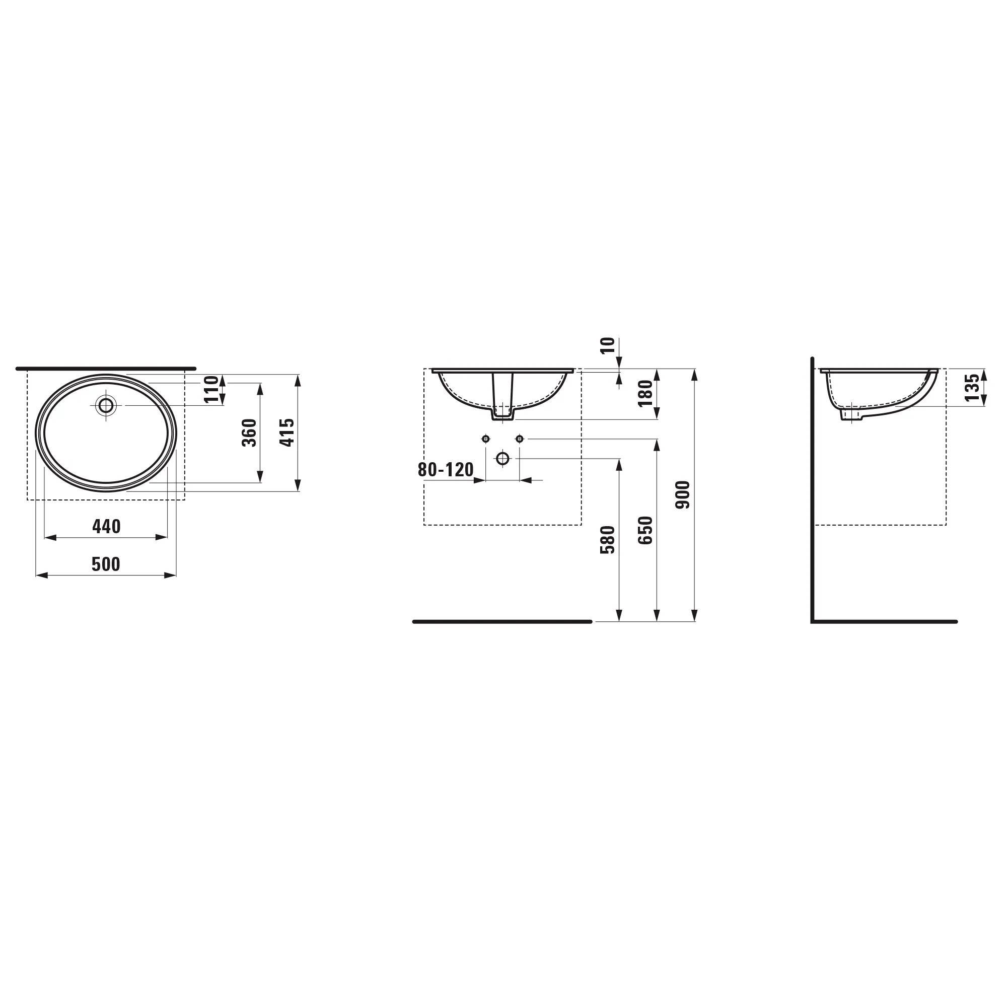 Einbauwaschtisch von unten SAVOY 440x355 oval ohne Hahnloch mit Überlauf Oberkante weiß Einbauwaschtisch von unten SAVOY 440x355 oval ohne Hahnloch mit Überlauf Oberkante weiß
