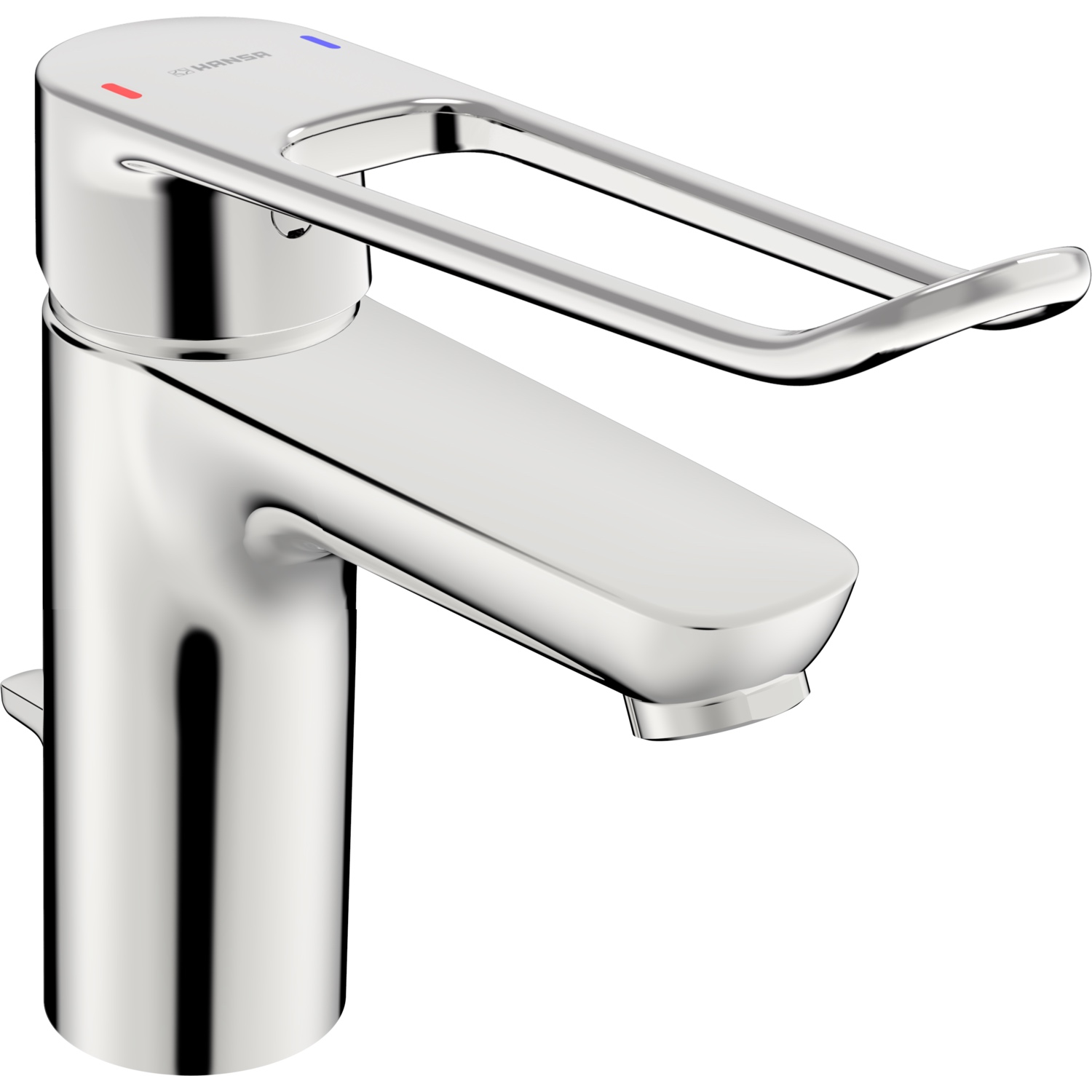 Einhand-Waschtischarmatur Bedienungshebel lang mit Zugstange „Clinica“ Ausladung 114 mm in Chrom Einhand-Waschtischarmatur Bedienungshebel lang mit Zugstange „Clinica“ Ausladung 114 mm in Chrom