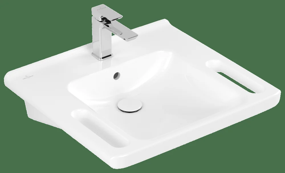 Villeroy & Boch ViCare Waschbecken 600x550mm Rechteck 1HL. mit Überlauf Weiß Alpin