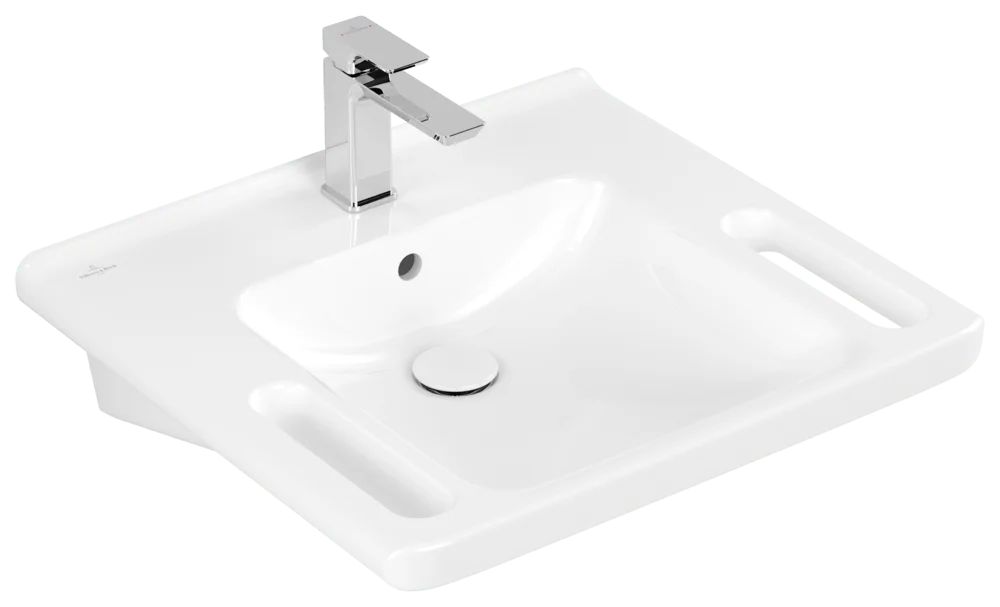 Villeroy & Boch Waschbecken ViCare Rechteck Weißen Alpin 600x550x180 mm mit Überlauf, barrierefrei
