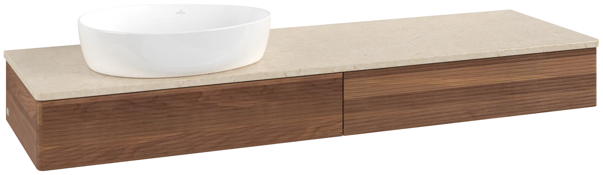 Villeroy & Boch Antao Waschbeckenunterschrank L15_1, 1600x190x500mm, Warm Walnut/Botticino