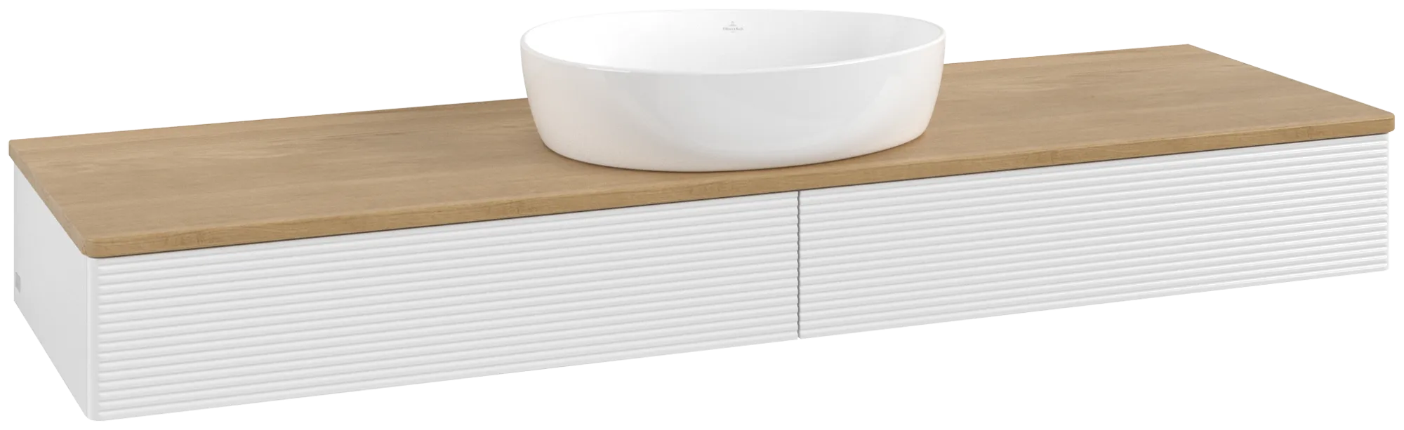 Villeroy & Boch Antao Waschbeckenunterschrank L14_1 1600x190x500mm Glossy White Lacquer / Honey Oak