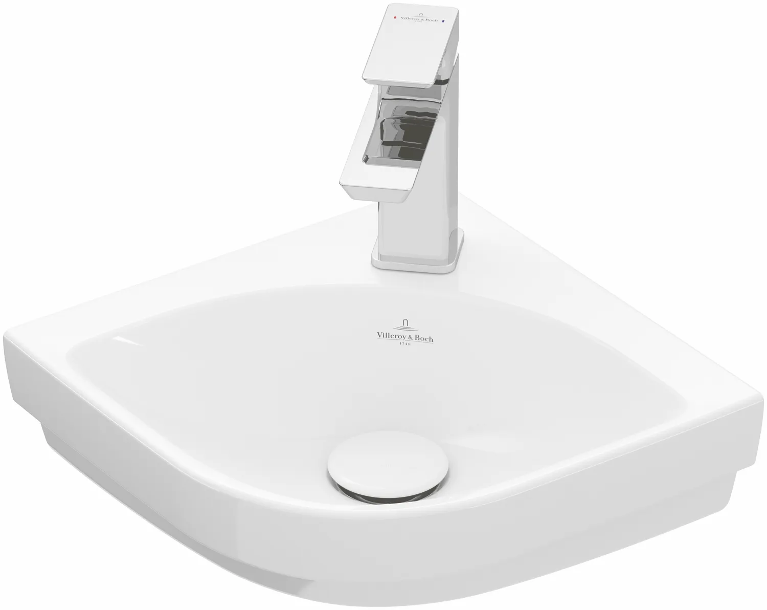 Villeroy & Boch Eck-Handwaschbecken „Subway 3.0“ 320 × 320 × 145 mm, mit Hahnlochbohrung, Hahnlochposition mittig in Weiß Alpin Villeroy & Boch Eck-Handwaschbecken „Subway 3.0“ 320 × 320 × 145 mm, mit Hahnlochbohrung, Hahnlochposition mittig in Weiß Alpin