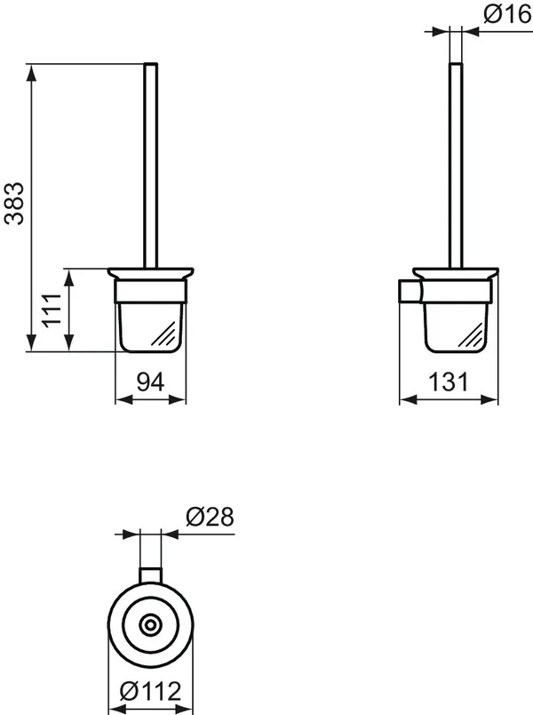 Ideal Standard Toilettenbürstengarnitur „Conca“ 11,2 × 38,3 cm in Chrom, Befestigung verdeckt