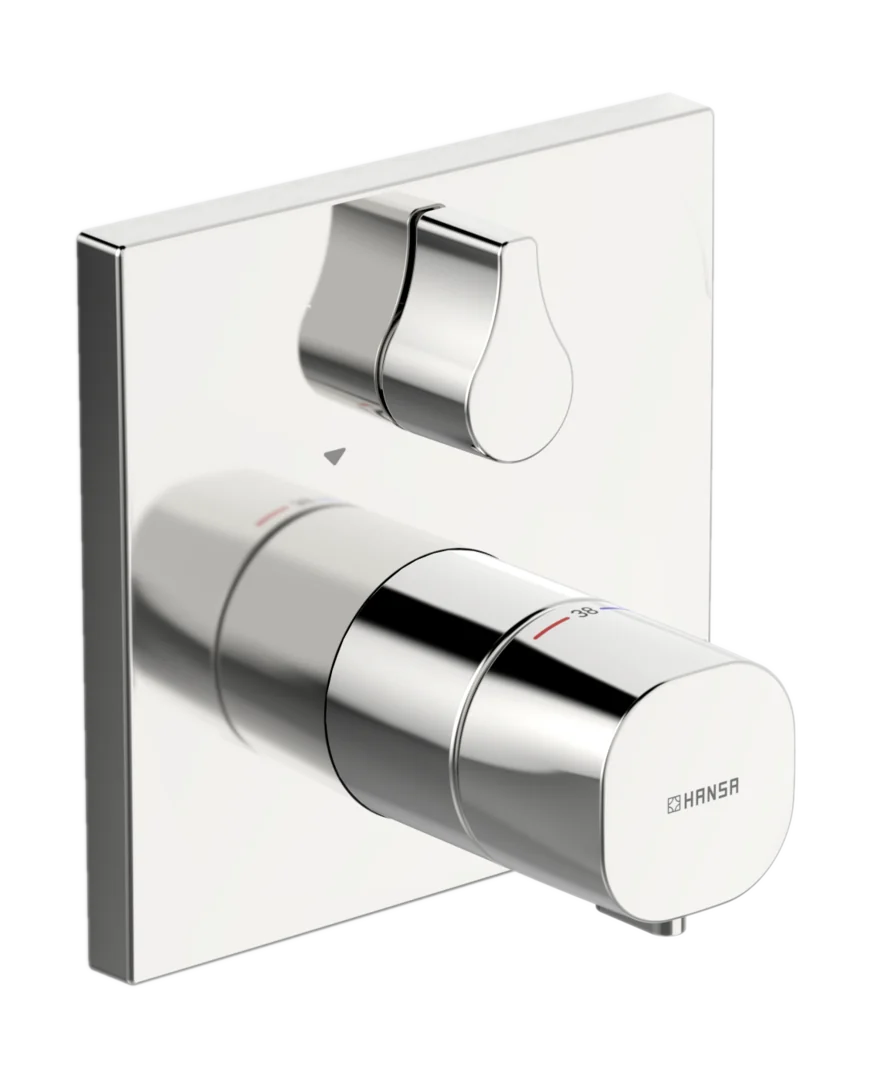 HansaLIVING Wannen- und Brausearmatur Thermostat Fertigsets HansaLIVING 8114 Rosette eckig Chrom