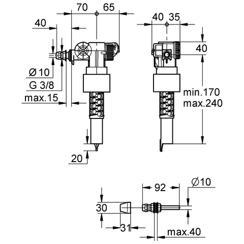 Füllventil 37092, mit Versatzausgleichsstück Füllventil 37092, mit Versatzausgleichsstück