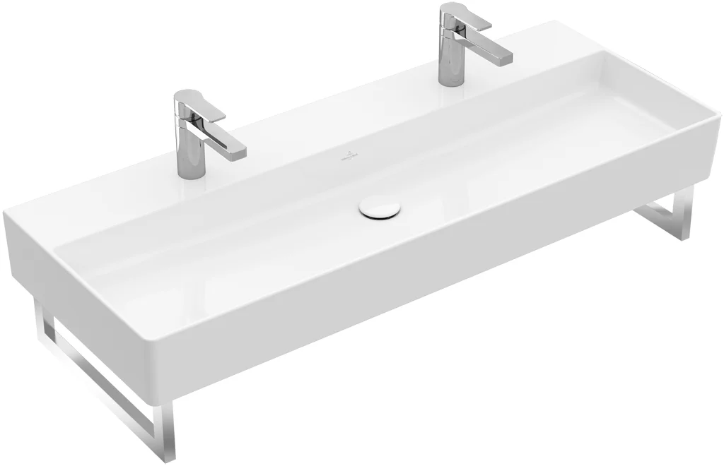 Villeroy & Boch Wandwaschbecken Memento 2.0 Pure Black CeramicPlus 1200x470x150mm TitanCeram, matt, 2x 1-Loch Armaturen, Wandmontage