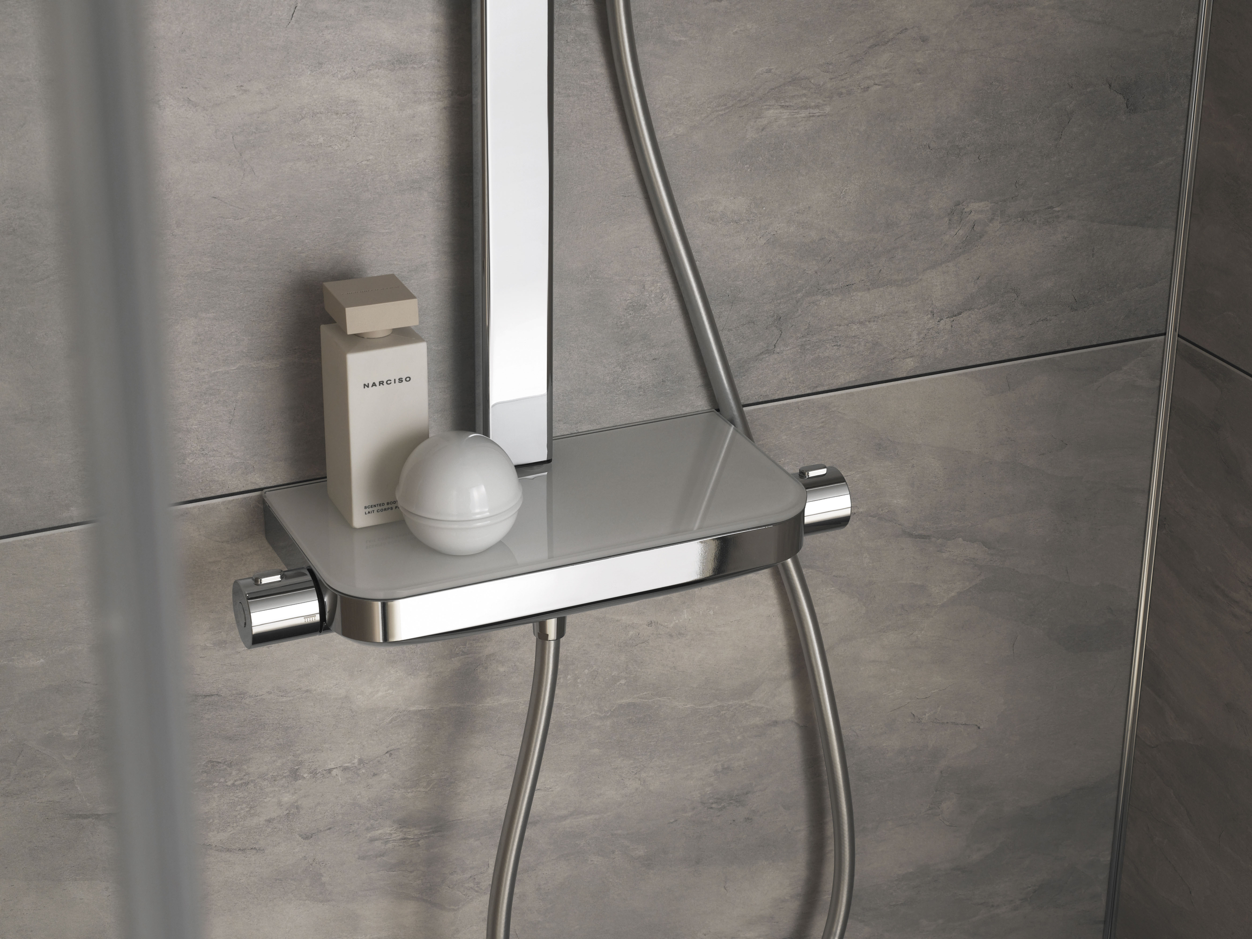 HSK Shower-Set Duschthermostat mit Ablage „RS AquaTray“ in weiß / chrom HSK Shower-Set Duschthermostat mit Ablage „RS AquaTray“ in weiß / chrom