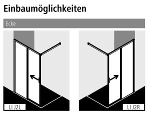 Kermi Duschdesign Walk-In-Duschkabine Wall Gleit links „LIGA“ Profile Silber Mattglanz, BV: 975 - 1000 mm WE: 985 - 1010 mm H: 1850 mm