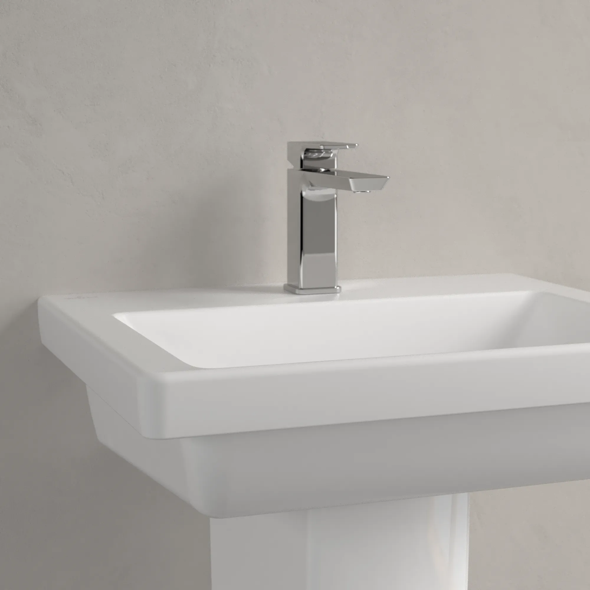 Villeroy & Boch Wandwaschtisch „Subway 3.0“ 550 × 440 × 165 mm, ohne Hahnlochbohrung, Hahnlochposition mittig in Stone White Villeroy & Boch Wandwaschtisch „Subway 3.0“ 550 × 440 × 165 mm, ohne Hahnlochbohrung, Hahnlochposition mittig in Stone White