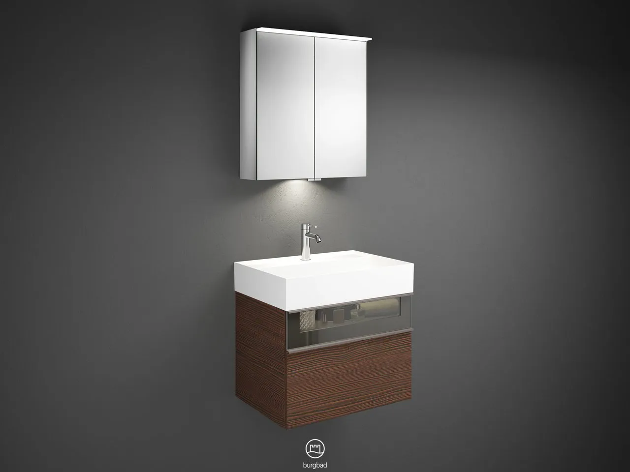 burgbad Yumo SFLA067 Badmöbelset Spiegelschrank mit Mineralguss-Waschtisch burgbad Yumo SFLA067 Badmöbelset Spiegelschrank mit Mineralguss-Waschtisch