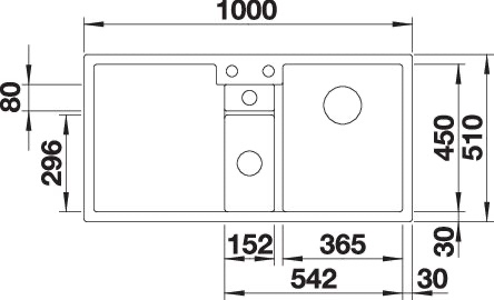 Küchenspülbecken „COLLECTIS“ 100 × 51 cm, rechts in cafe