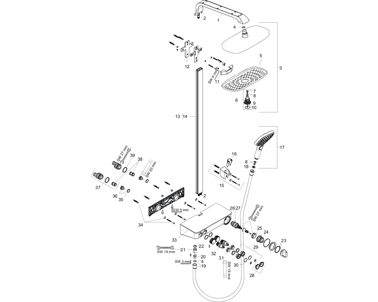 Showerpipe Raindance Select E 300 2jet EcoSmart ShowerTablet chrom