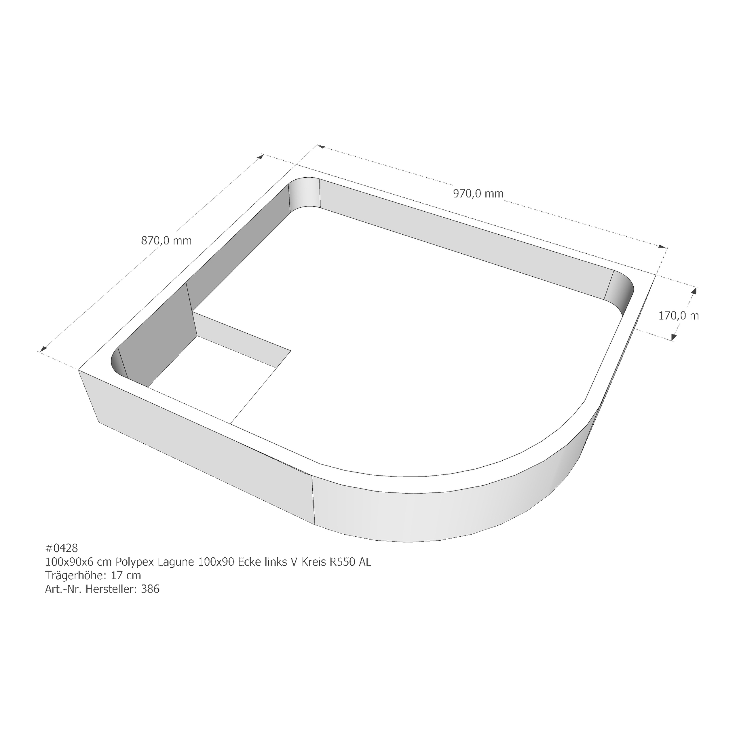 Duschwannenträger für Polypex Lagune 100x90 links 90 × 100 × 6 cm