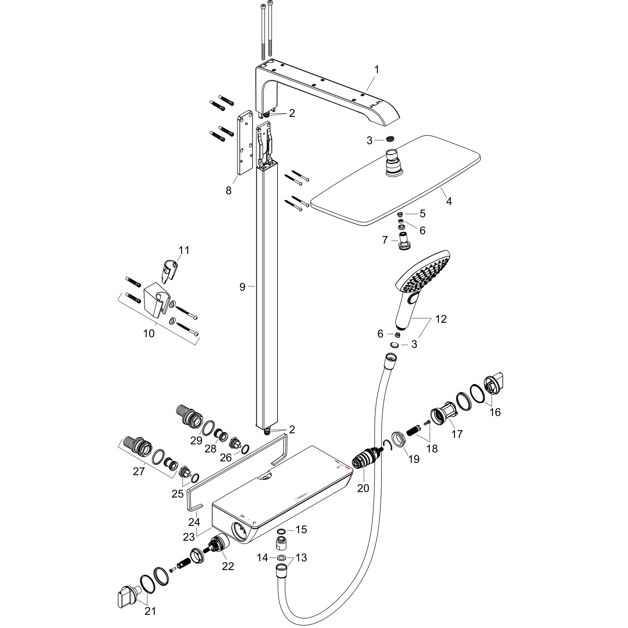 Showerpipe Raindance Select chrom KB Raindance E Air 1jet 360mm EcoSmart