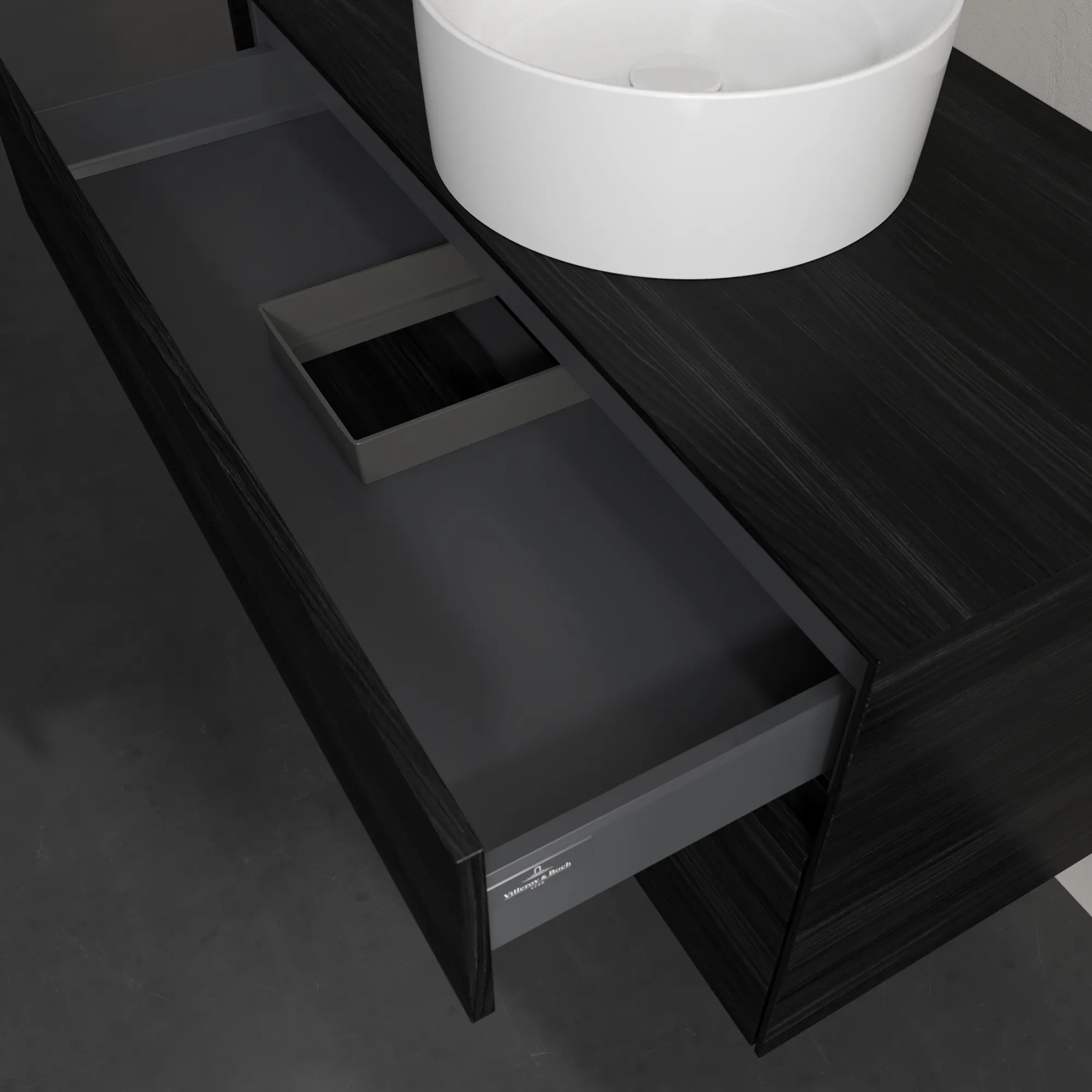 Villeroy & Boch Waschtischunterschrank „Collaro“ 1000 × 548 × 500 mm Black Oak, ohne Beleuchtung, für Becken mittig Villeroy & Boch Waschtischunterschrank „Collaro“ 1000 × 548 × 500 mm Black Oak, ohne Beleuchtung, für Becken mittig