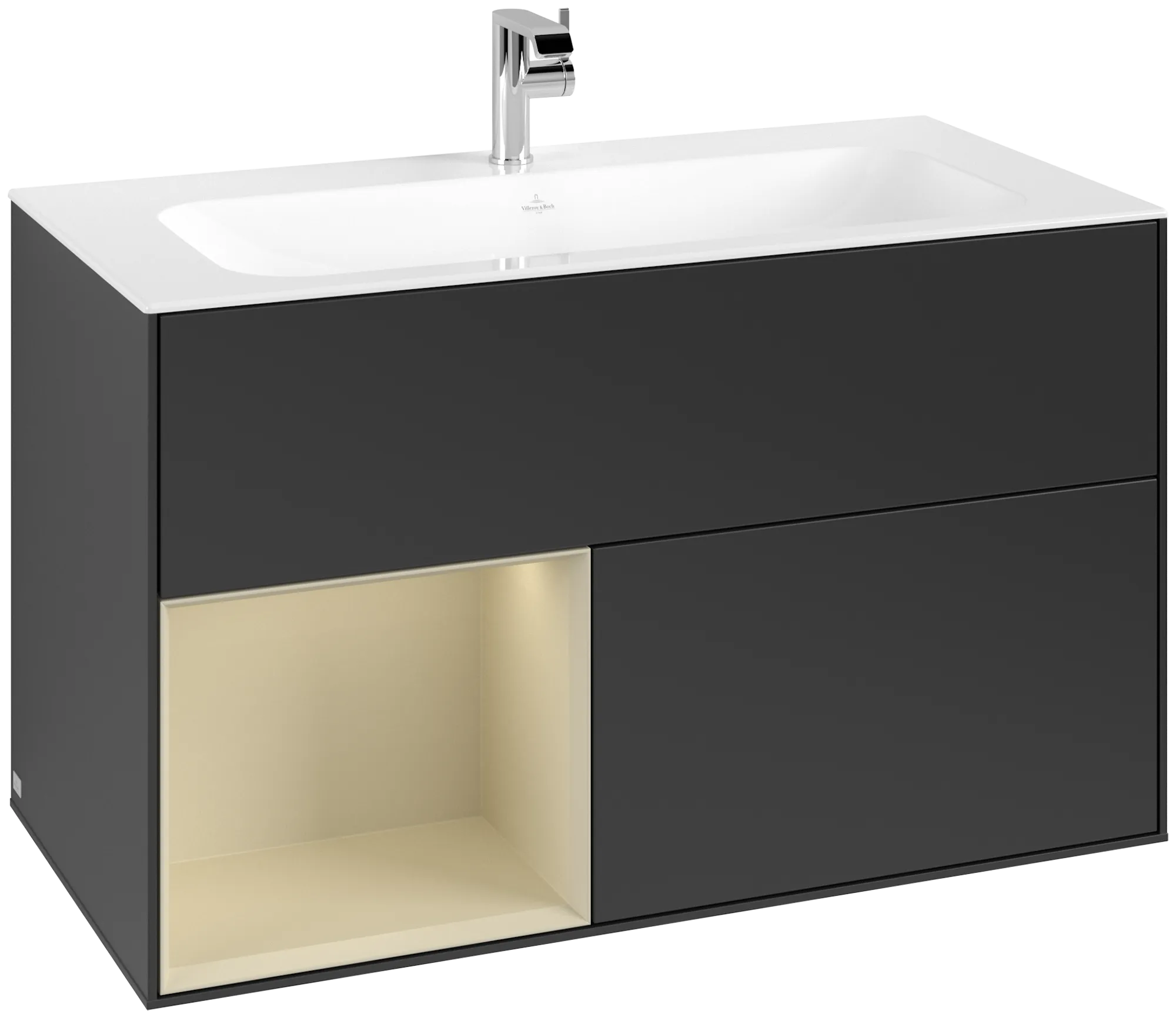 Villeroy & Boch Finion Waschbeckenunterschrank F03, 996x591x498mm, Black Matt Lacquer / Silk Grey Matt Lacquer