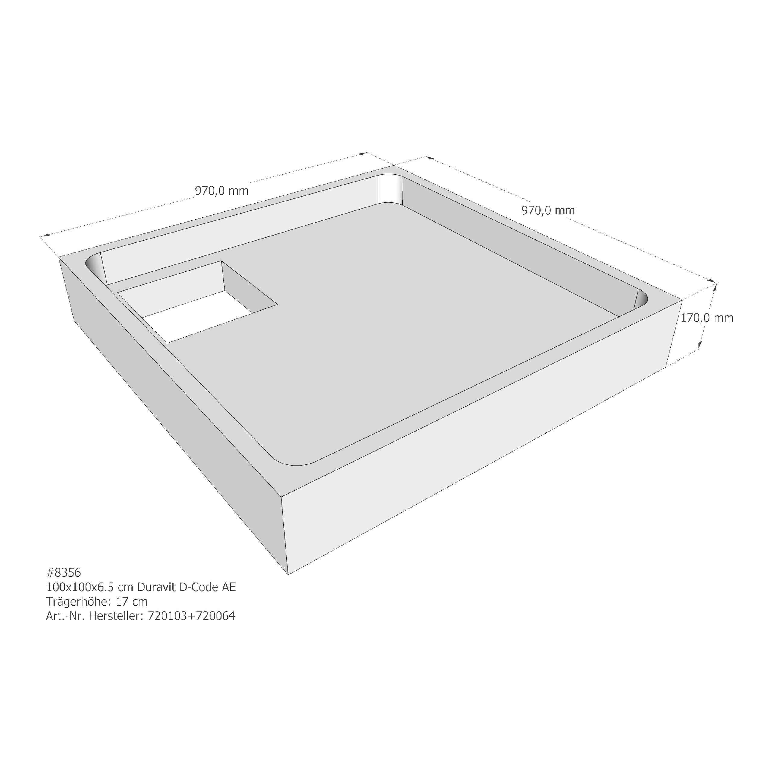 Duschwannenträger für Duravit D-Code 100 × 100 × 6,5 cm Duschwannenträger für Duravit D-Code 100 × 100 × 6,5 cm