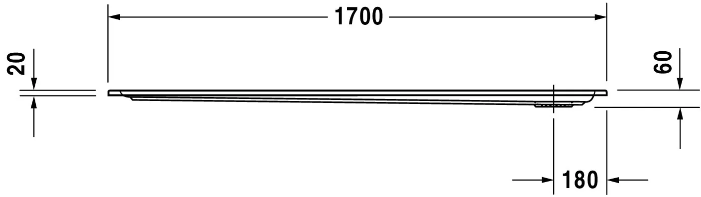 Duravit rechteck Duschwanne „Starck Slimline“ 170 × 75 cm ohne Antislip, ohne Oberflächenveredelung, in Weiß Duravit rechteck Duschwanne „Starck Slimline“ 170 × 75 cm ohne Antislip, ohne Oberflächenveredelung, in Weiß