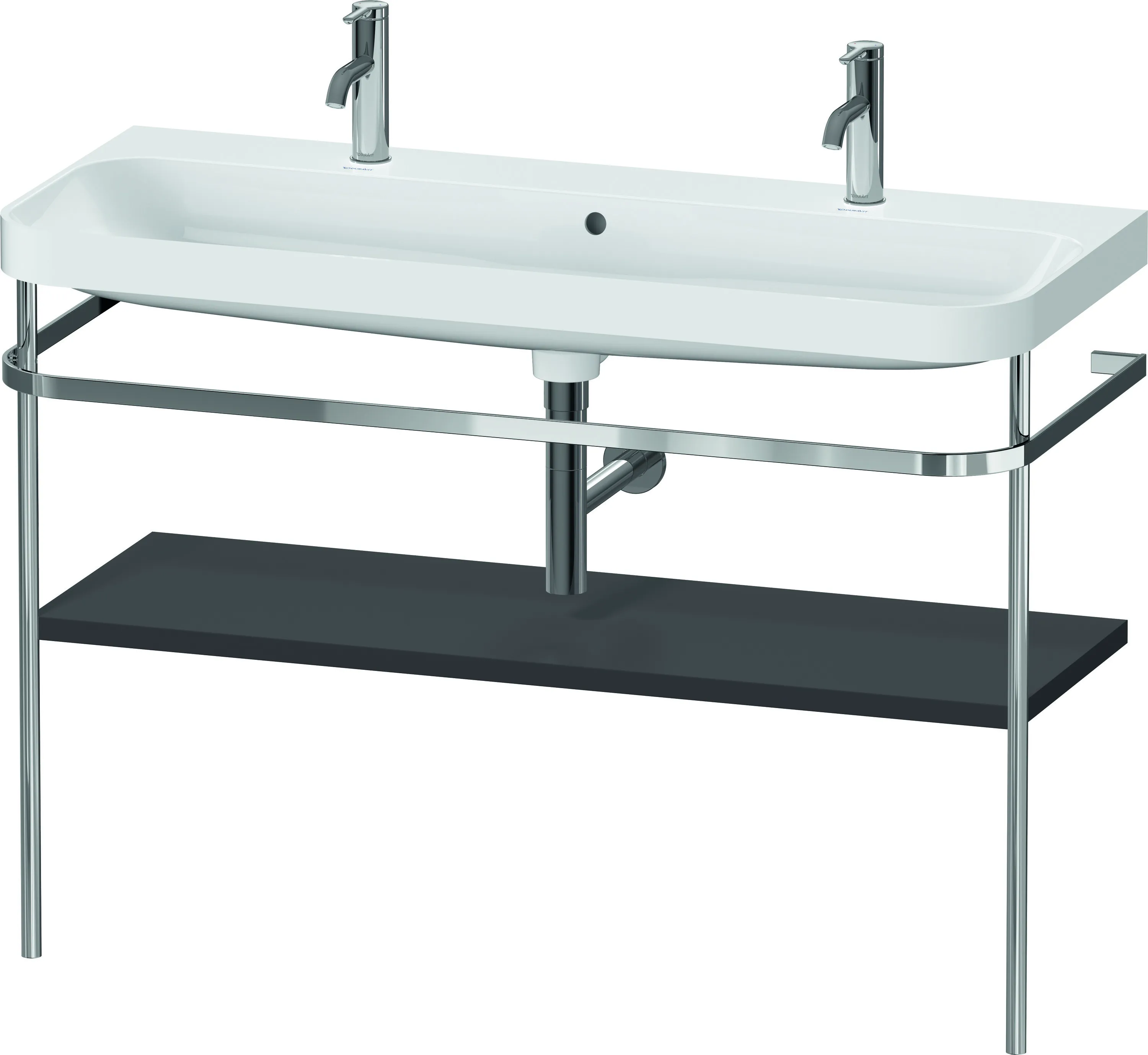 Duravit Waschtischunterschrank c-shaped Set mit Metallkonsole „Happy D.2 Plus“ 117,5 × 85 × 49 cm in Graphit Supermatt
