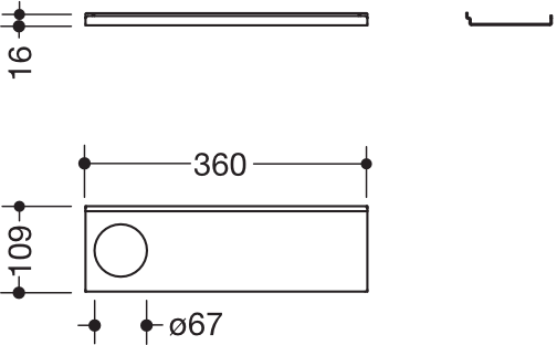 HEWI Ablage in 36 × 1,5 × 10,2 cm