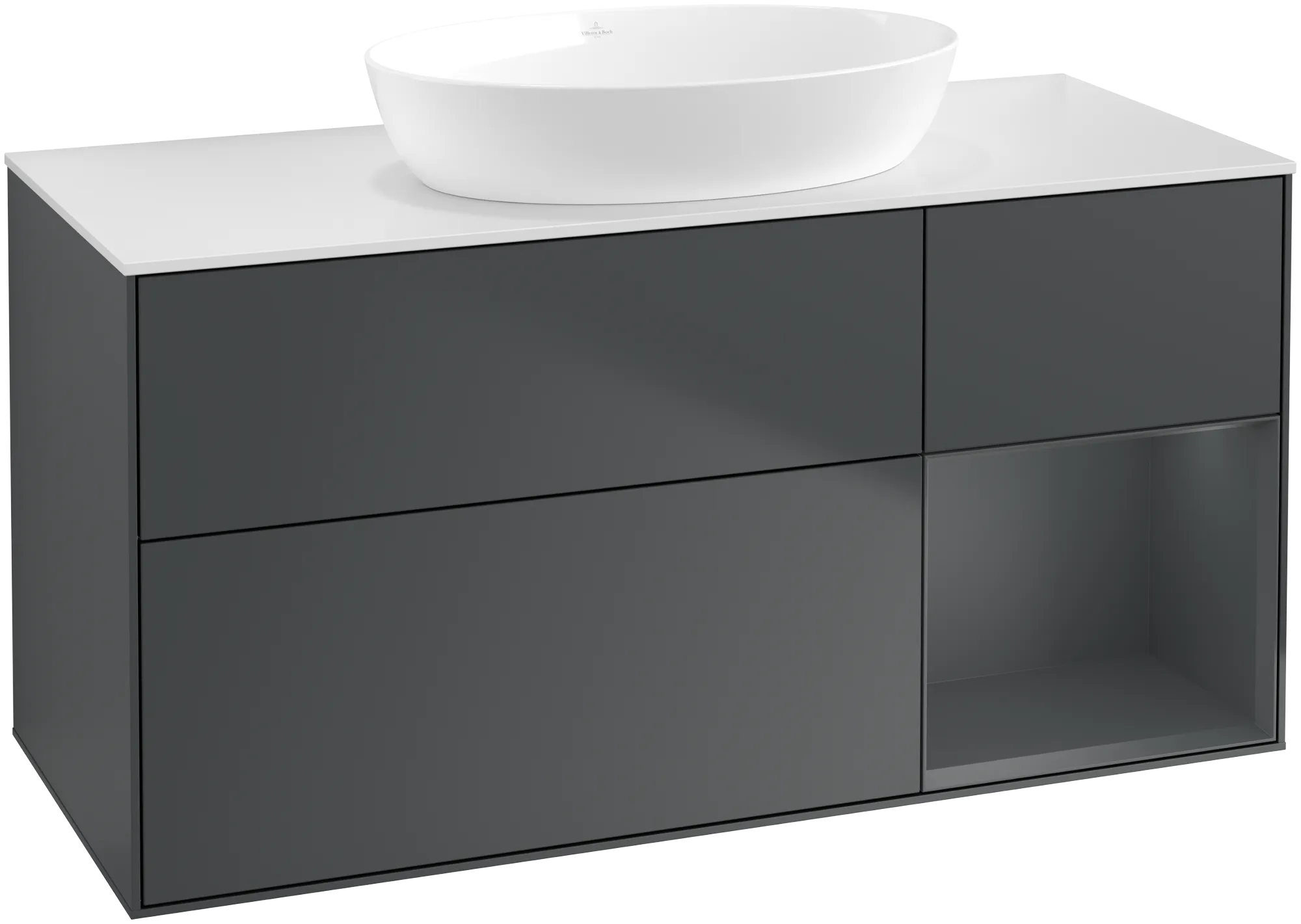 Villeroy & Boch Finion Waschbeckenunterschrank GA7, 1200x603x501mm, Midnight Blue Matt Lacquer / Glass White Matt