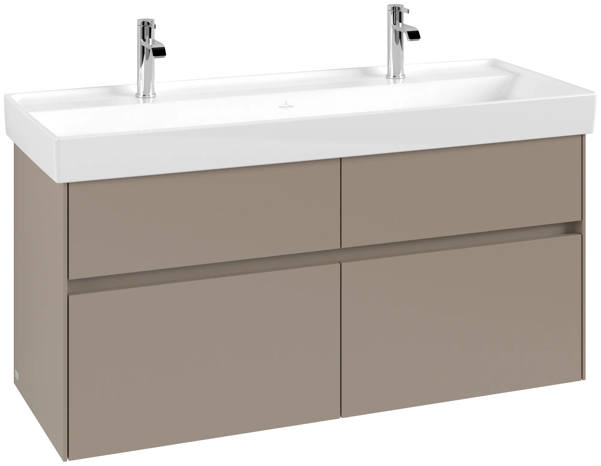 Villeroy & Boch Collaro Waschbeckenunterschrank, 1154x546x444mm, mit Beleuchtung, 4 Auszüge, Waschbecken mittig, Taupe