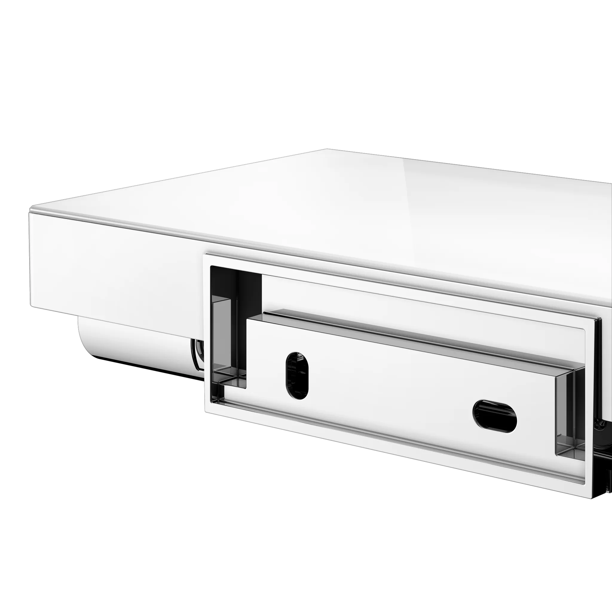 REVA 12873019000 Toilettenpapierhalter mit Glas-Ablage verchromt REVA 12873019000 Toilettenpapierhalter mit Glas-Ablage verchromt