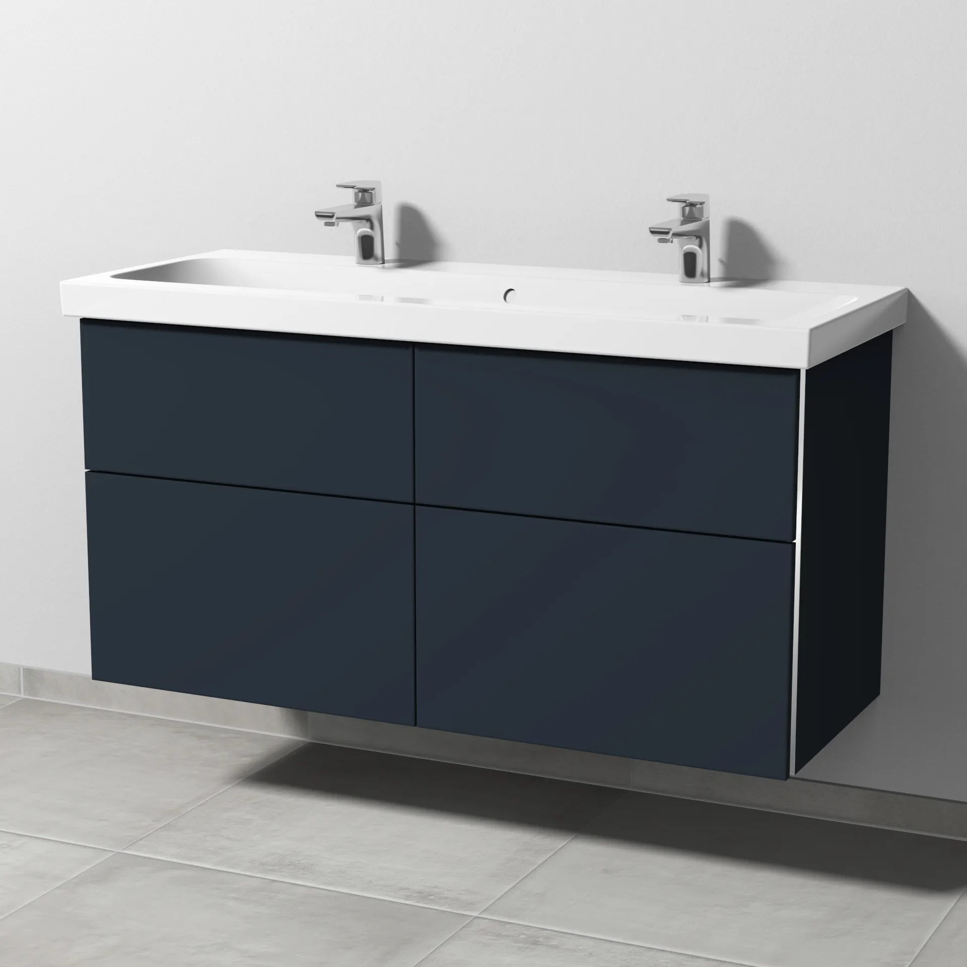 Sanipa Waschtischunterschrank „3way“ passend zu Keramik-Waschtische iCon Light von Geberit 1150 × 591 × 462 mm in Marine (matt), Becken mittig, mit