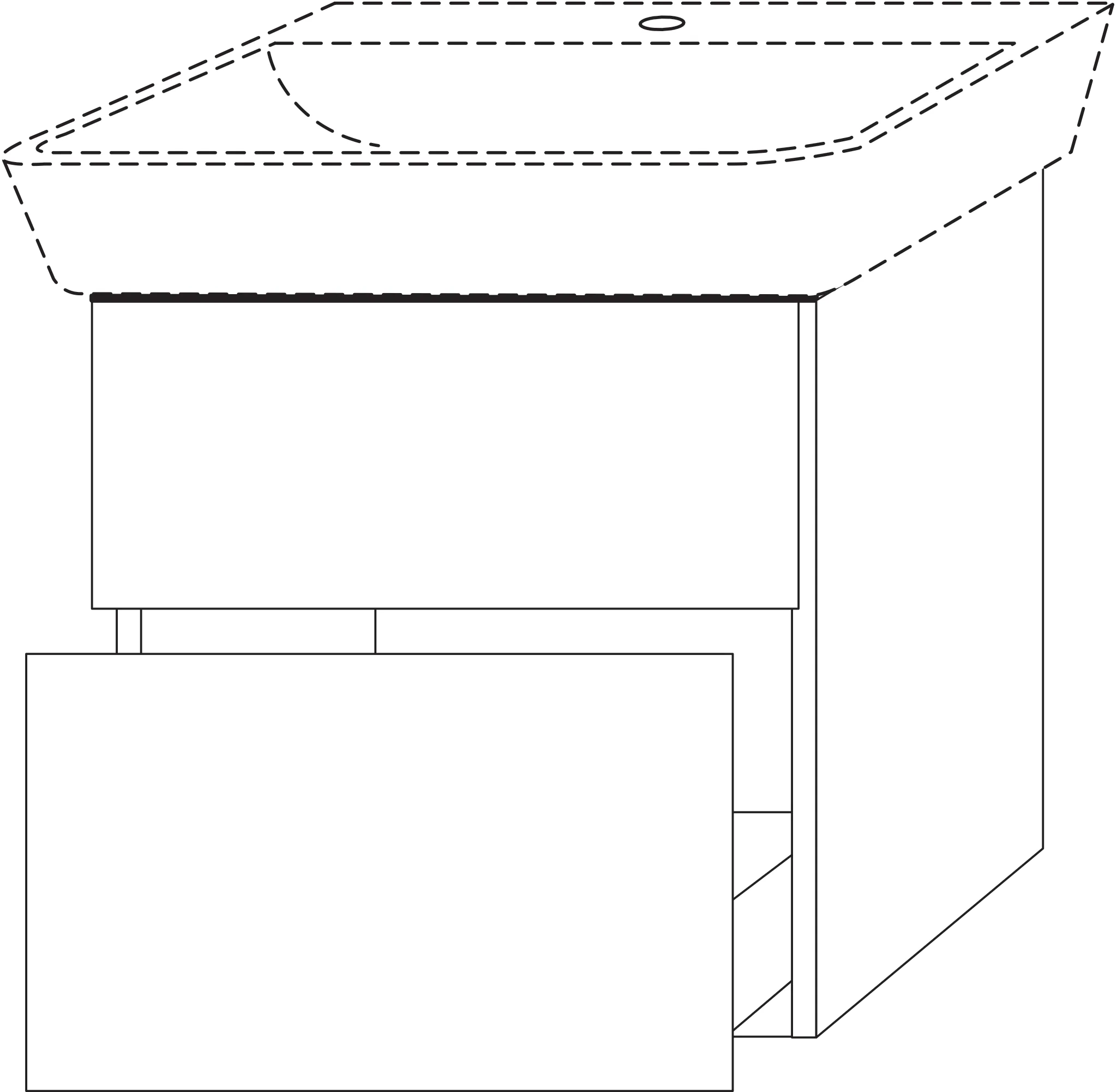 Waschtischunterbau mit Auszügen 3way (UF649) 582x580x402 Schwarz-Matt