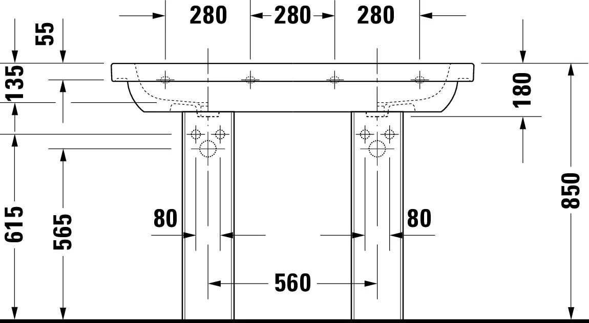 Doppelwaschtisch „D-Code“ 120 × 49 cm