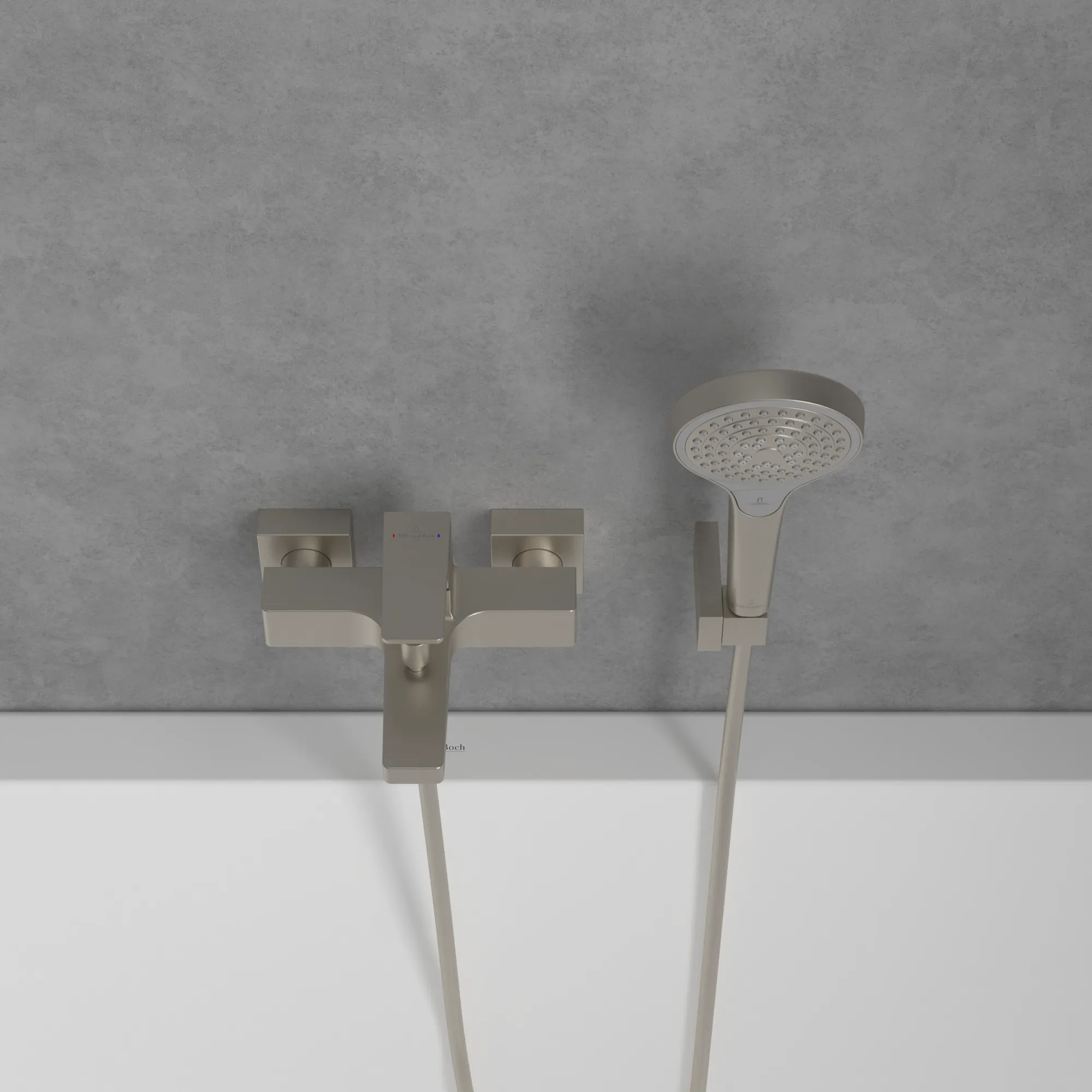 Einhand-Wannenarmatur „Architectura Square“ Ausladung 145 mm in Brushed Nickel Matt Einhand-Wannenarmatur „Architectura Square“ Ausladung 145 mm in Brushed Nickel Matt