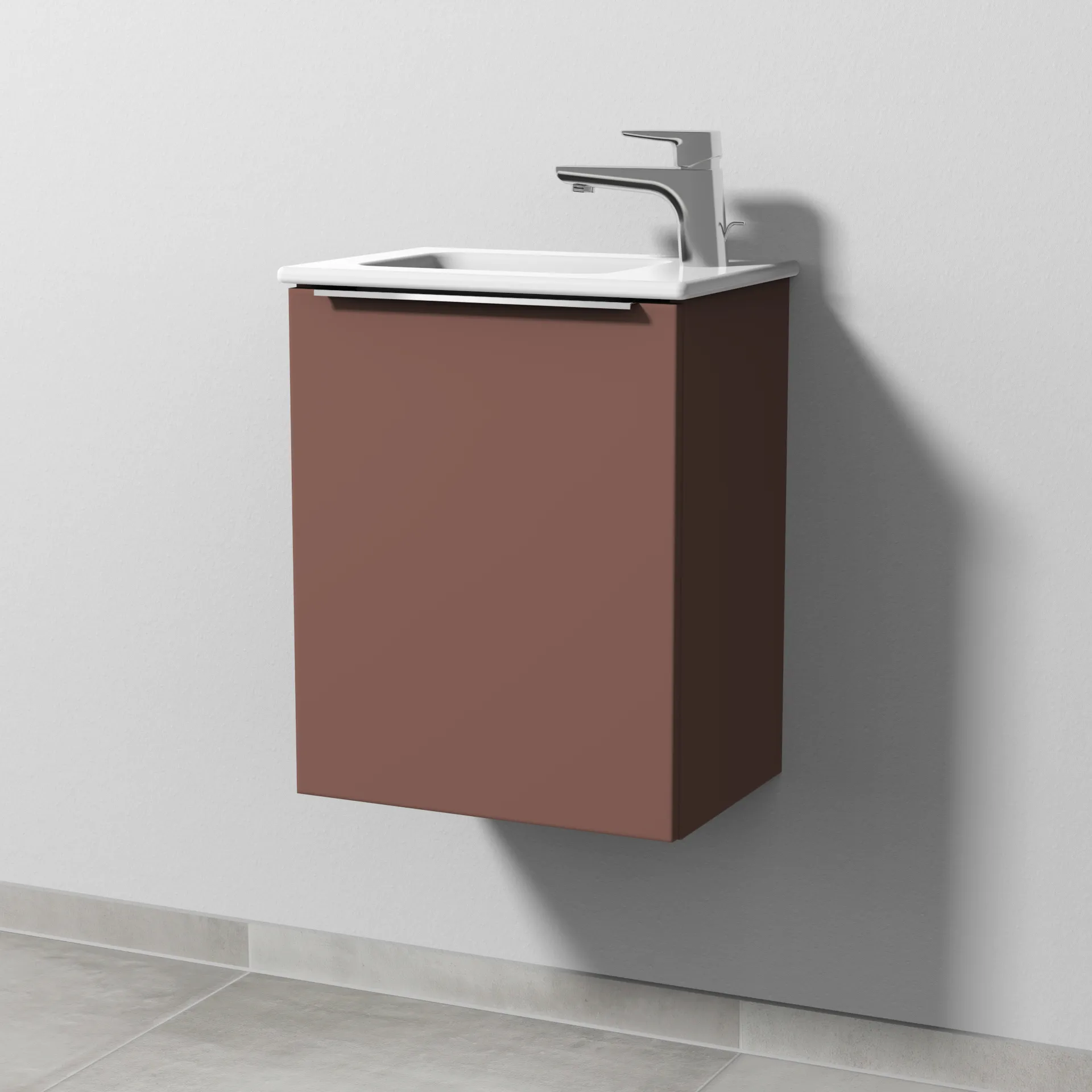Sanipa Waschtischunterschrank „3way“ passend zu Keramik-Waschtische ME by Starck von Duravit 410 × 513 × 293 mm in Wine-Red, Anschlag links