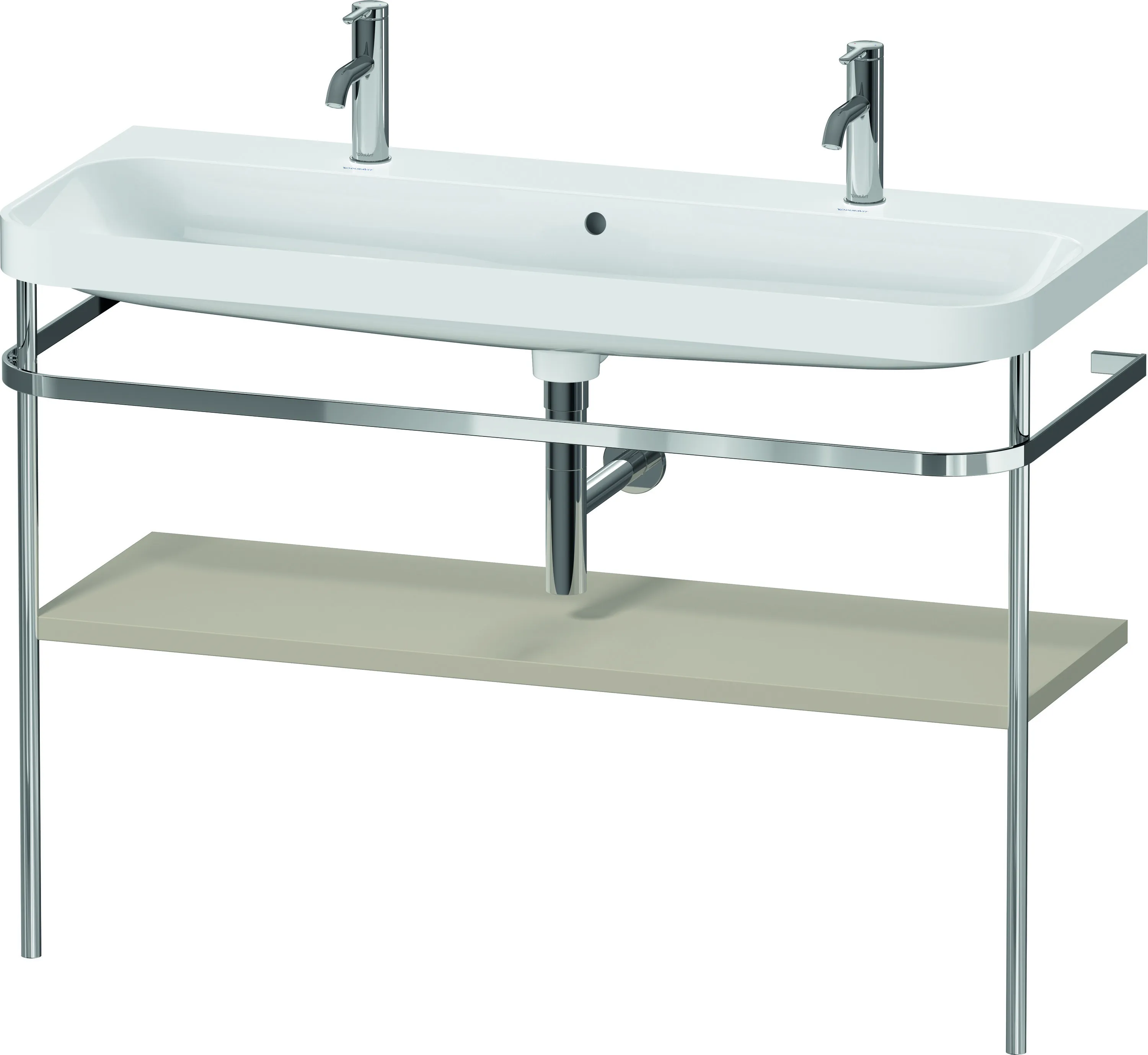 Duravit Waschtischunterschrank c-shaped Set mit Metallkonsole „Happy D.2 Plus“ 117,5 × 85 × 49 cm in Taupe Seidenmatt