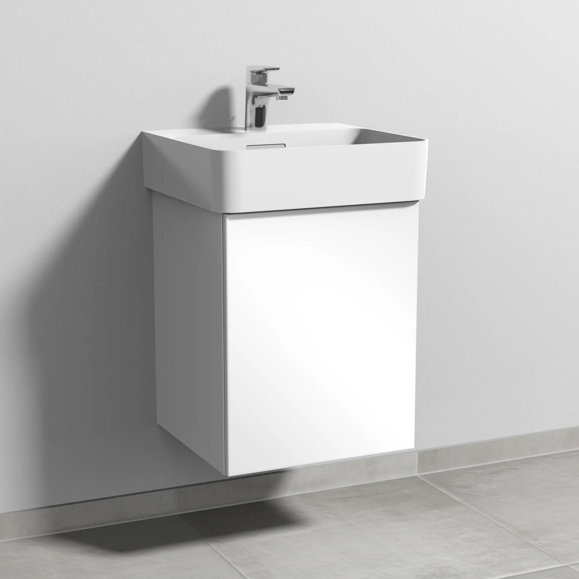 Sanipa Waschtischunterschrank „3way“ passend zu Keramik-Waschtische VAL von Laufen 410 × 520 × 397 mm in Weiß (glanz), Anschlag rechts Sanipa Waschtischunterschrank „3way“ passend zu Keramik-Waschtische VAL von Laufen 410 × 520 × 397 mm in Weiß (glanz), Anschlag rechts