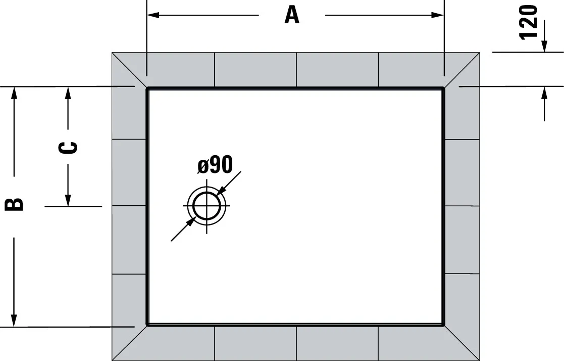 Duravit rechteck Duschwanne „Tempano“ 90 × 75 cm ohne Antislip