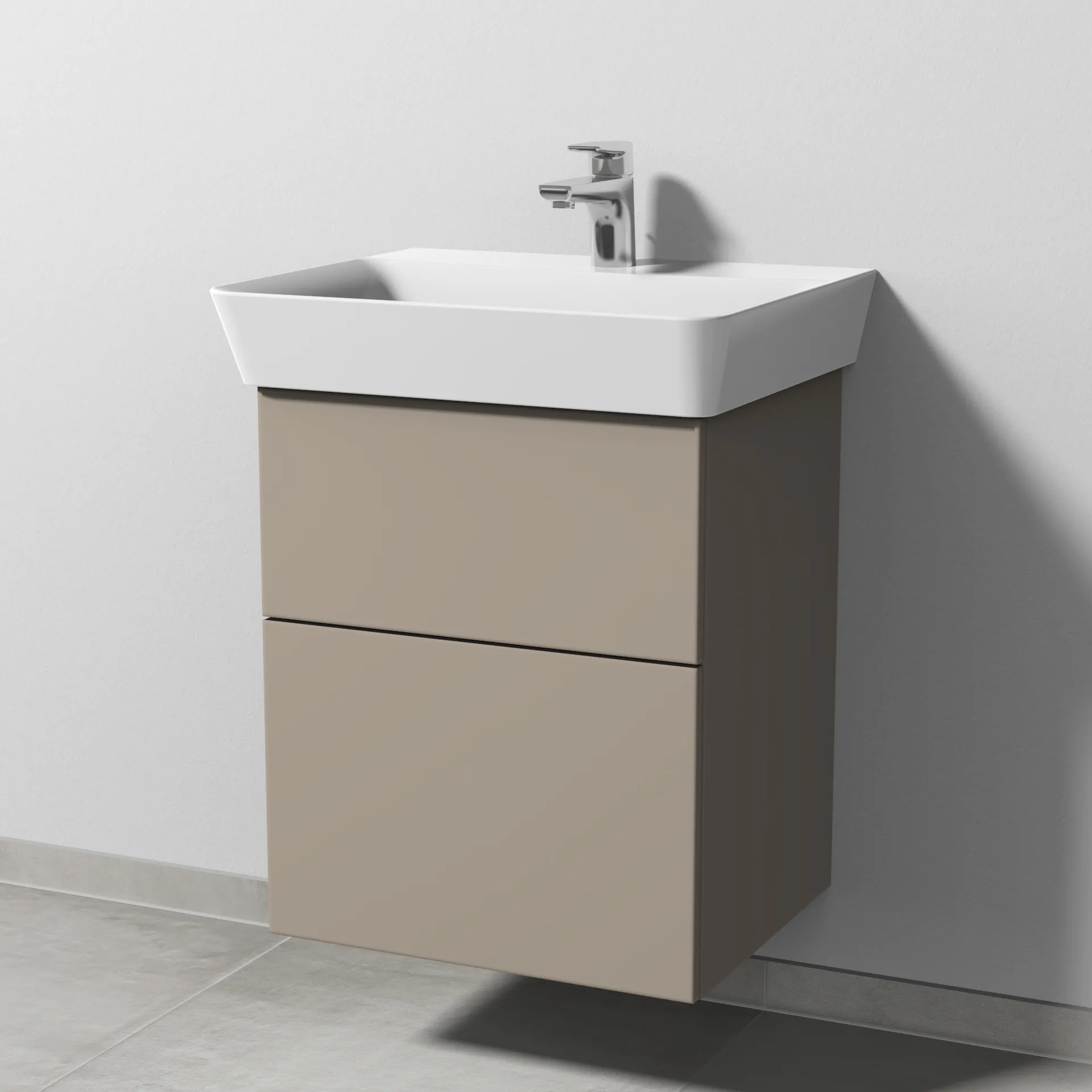 Sanipa Waschtischunterschrank „3way“ passend zu Keramik-Waschtische Connect Air Cube von Ideal Standard 480 × 582 × 402 mm in Sandgrau (matt)