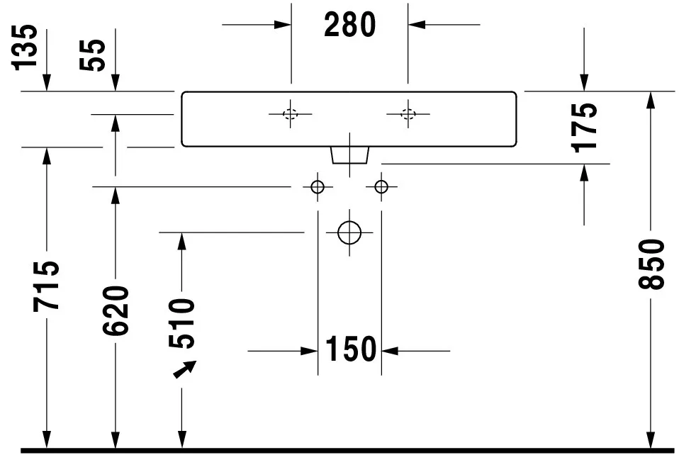 Wandwaschtisch „Vero“, mit Überlauf, Hahnlochposition mittig Wandwaschtisch „Vero“, mit Überlauf, Hahnlochposition mittig