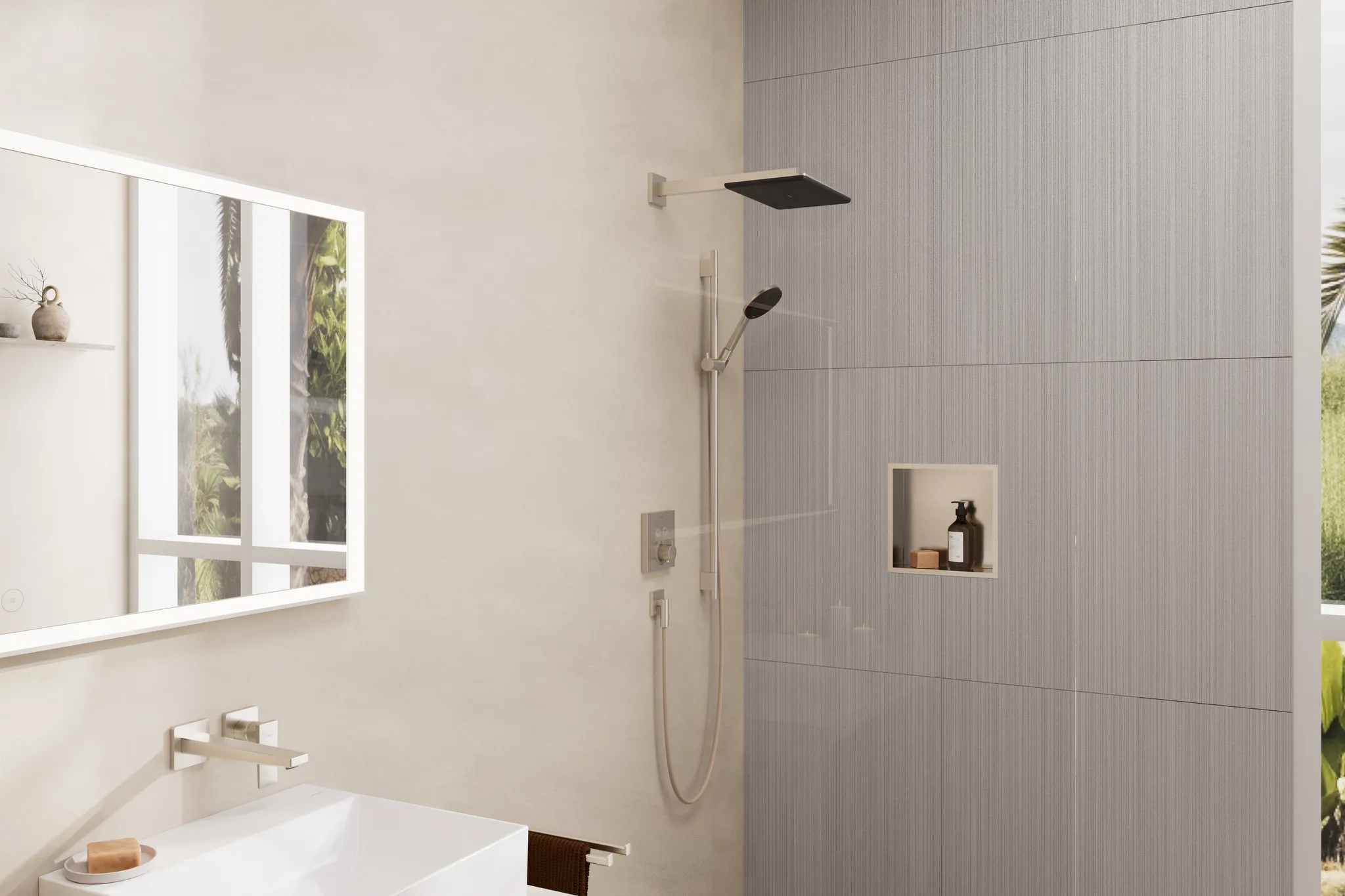 Hansgrohe XtraStoris Individual Wandnische Edelstahl gebürstet mit Designrahmen 300x300x100 mm