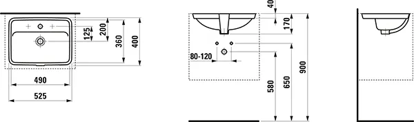 Einbauwaschtisch von unten PRO S 400x525x170 1 Hahnloch mit Überlauf weiß Einbauwaschtisch von unten PRO S 400x525x170 1 Hahnloch mit Überlauf weiß