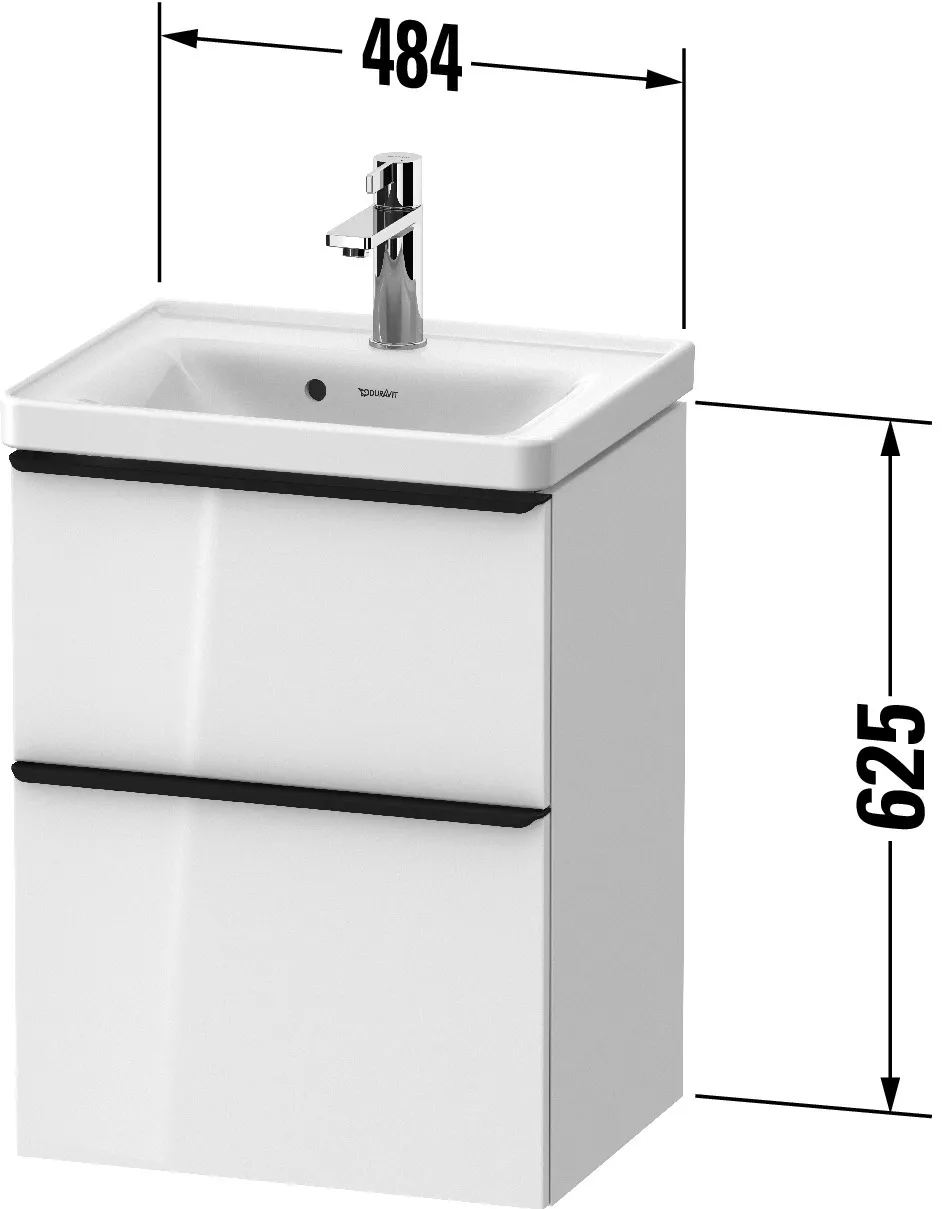 Duravit Waschtischunterschrank wandhängend „D-Neo“ 48,4 × 62,5 × 37,2 cm in Betongrau Matt